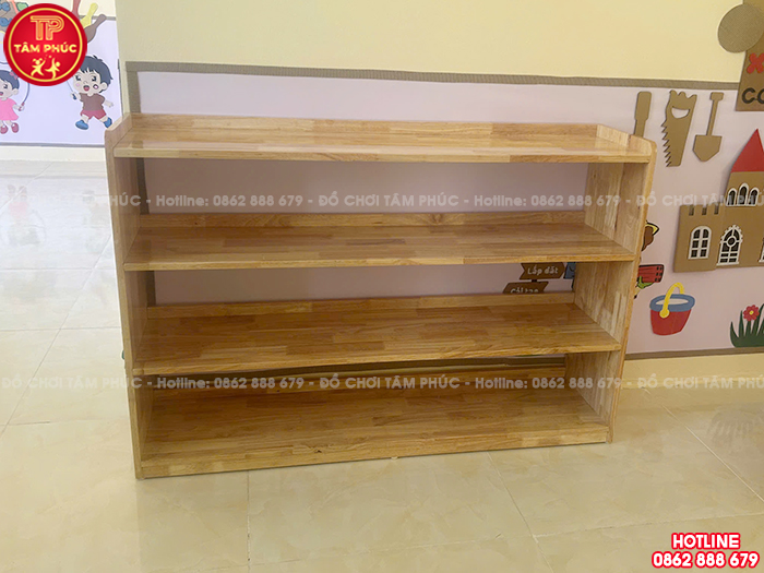 Kệ gỗ để đồ cho bé mầm non 3 tầng NT4-004