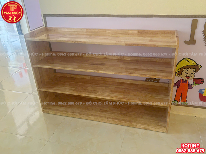 Kệ gỗ để đồ cho bé mầm non 3 tầng NT4-004