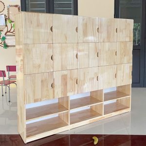 Tủ ba lô gỗ kèm ngăn để giày dép (12 ô, 15 ô, 16 ô, 18 ô, 20 ô) NT4-014