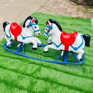 Bập bênh sắt đế cong đôi con Ngựa cho bé TP3-010