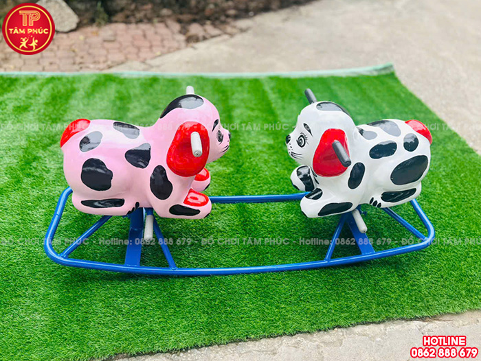 Bập bênh sắt đế cong đôi con Chó Đốm TP3-011