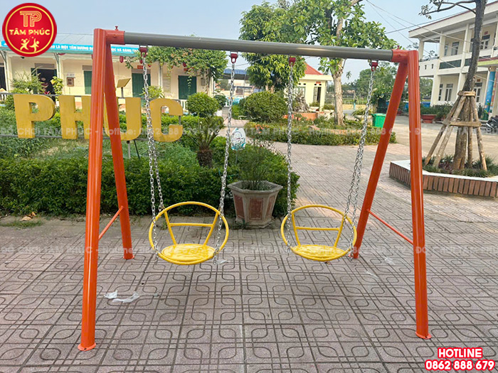 Xích đu cho bé mầm non ngoài trời 2 ghế nôi TP4-006