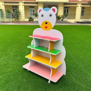 Giá đề đồ gỗ MDF 4 tầng hình con Gấu mầm non NT3-007