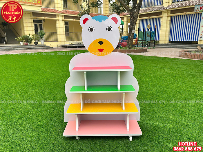 Giá đề đồ gỗ MDF 4 tầng hình con Gấu mầm non NT3-007