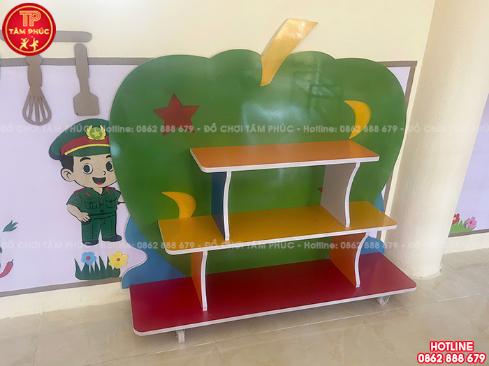 Giá để đồ chơi cho bé gỗ MDF 3 tầng quả táo NT3-015