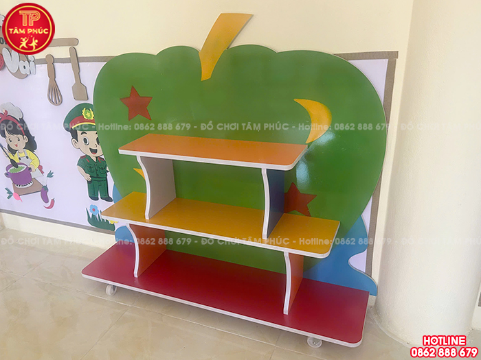 Giá để đồ chơi cho bé gỗ MDF 3 tầng quả táo NT3-015