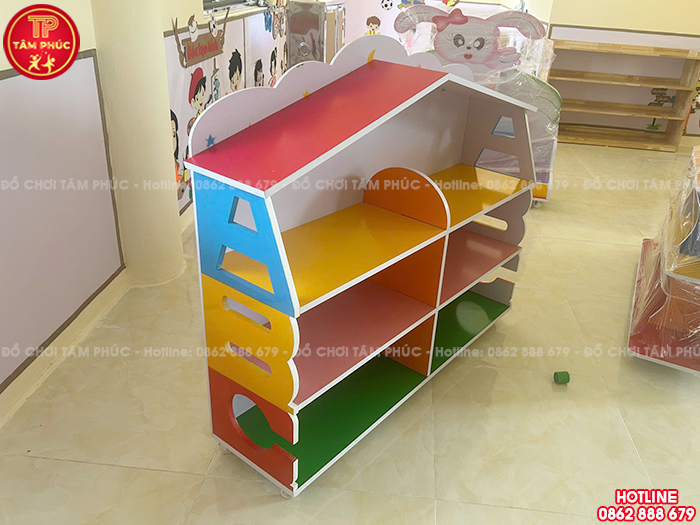 Giá kệ để đồ chơi gỗ MDF 3 tầng chữ ABC cho bé mầm non NT3-017