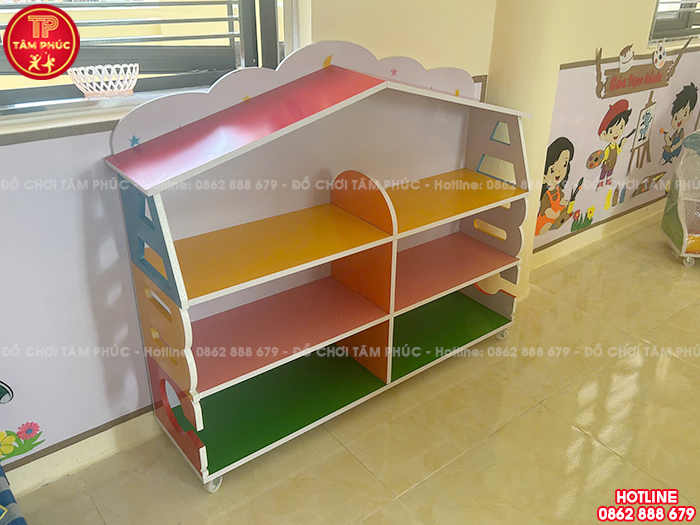 Giá kệ để đồ chơi gỗ MDF 3 tầng chữ ABC cho bé mầm non NT3-017