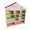 Giá kệ gỗ MDF cho bé mầm non 4 tầng ngôi nhà NT3-024