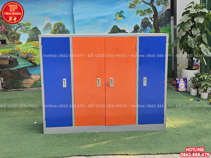 Tủ đựng chăn màn cho bé mầm non bằng sắt giá rẻ NT5-003