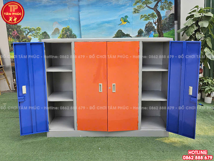 Tủ đựng chăn màn cho bé mầm non bằng sắt giá rẻ NT5-003