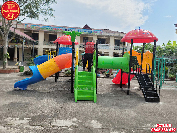 Cầu trượt liên hoàn ngoài trời 3 khối cao cấp TP1-102