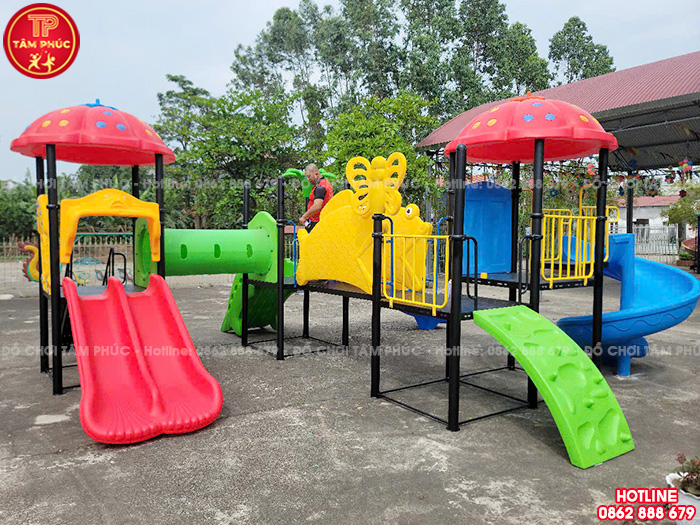 Cầu trượt liên hoàn ngoài trời 3 khối cao cấp TP1-102