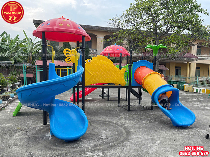 Cầu trượt liên hoàn ngoài trời 3 khối cao cấp TP1-102