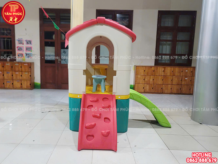 Nhà leo cầu trượt đơn 1 khối nhựa nhập khẩu NK10-004