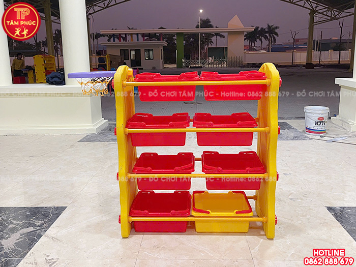 Giá để đồ chơi con Lợn 4 tầng bóng rổ cho bé NK3-009