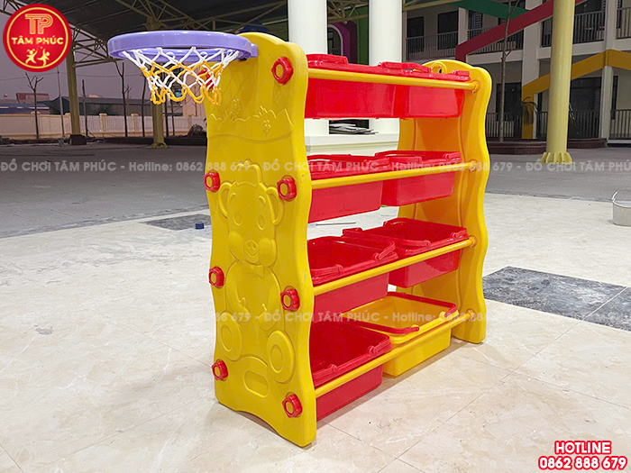 Giá để đồ chơi con Lợn 4 tầng bóng rổ cho bé NK3-009