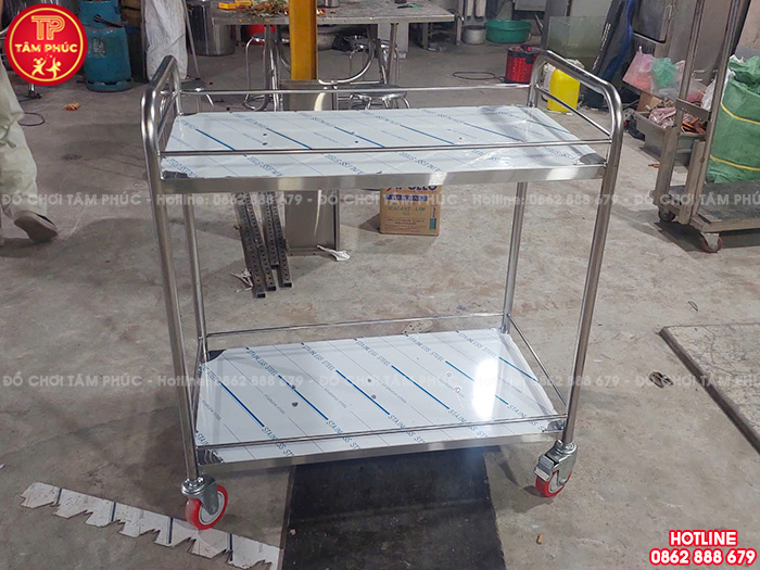 Xe đẩy thức ăn 2 tầng, 3 tầng bằng inox NT8-010