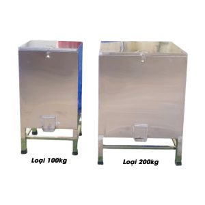 Thùng đựng gạo inox kiểu vuông cho trường mầm non NT8-017