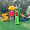 Cầu trượt liên hoàn ngoài trời 3 máng trượt 3 khối TP1-140