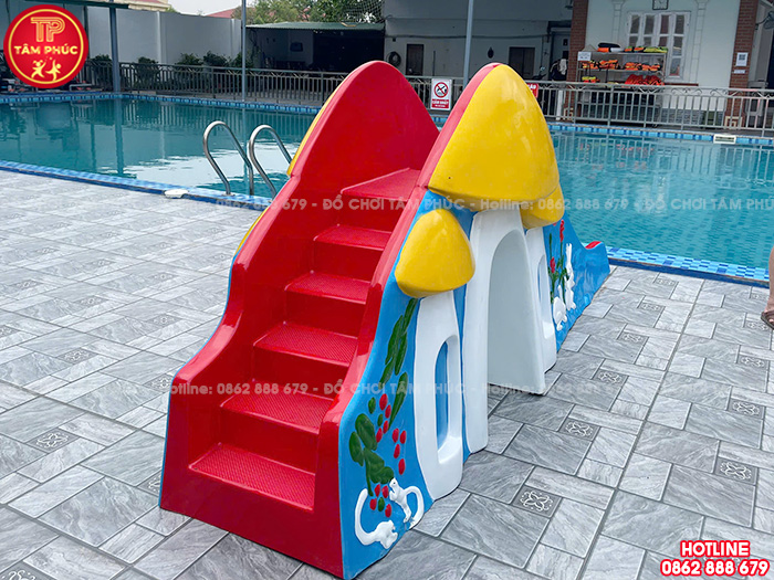 Thang leo cầu trượt cho bể bơi cây nấm nhựa Composite TP12-017