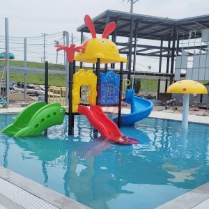 Cầu trượt liên hoàn ngoài trời 2 khối cho bể bơi trẻ em TP12-027