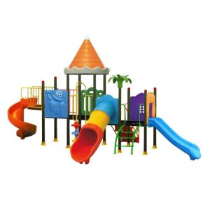 Cầu trượt liên hoàn ngoài trời cho bé mái lâu đài 3 khối TP1-191