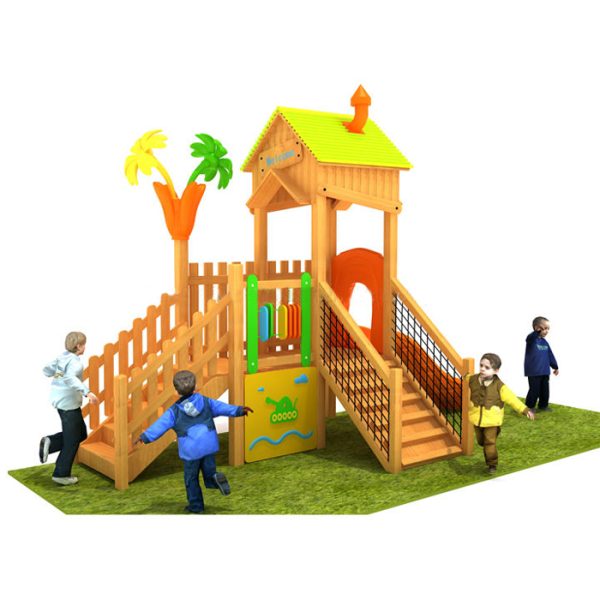 Bộ cầu trượt gỗ ngoài trời cho bé vui chơi TPG1-001