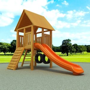 Nhà chòi cầu trượt gỗ ngoài trời cho trẻ em TPG1-002