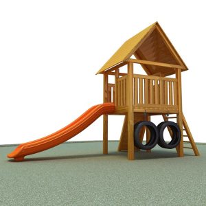 Nhà chòi cầu trượt gỗ ngoài trời cho trẻ em TPG1-002