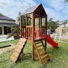 Nhà chòi cầu trượt gỗ ngoài trời cho trẻ em TPG1-002