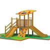 Nhà chòi cầu trượt gỗ ngoài trời cho bé 1 khối TPG1-003
