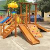 Nhà chòi cầu trượt gỗ ngoài trời cho bé 1 khối TPG1-003