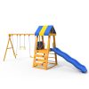 Cầu trượt kèm xích đu bằng gỗ đa năng ngoài trời trẻ em TPG1-008