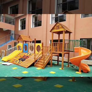 Cầu trượt liên hoàn ngoài trời bằng gỗ đa năng cho bé TPG1-015