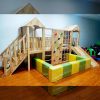Cầu trượt gỗ trong nhà kèm vách leo núi đa năng cho bé TPG2-012