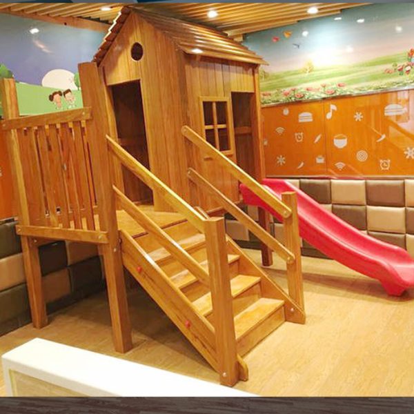Bộ nhà chơi cầu trượt bằng gỗ cho trẻ em trong nhà đẹp TPG2-015