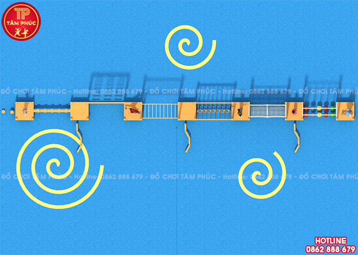 Bộ vận động liên hoàn gỗ ngoài trời cho trẻ em TPG3-008