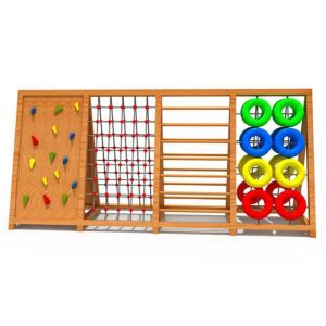 Bộ vách leo trèo thể chất bằng gỗ trong nhà cho bé TPG3-019