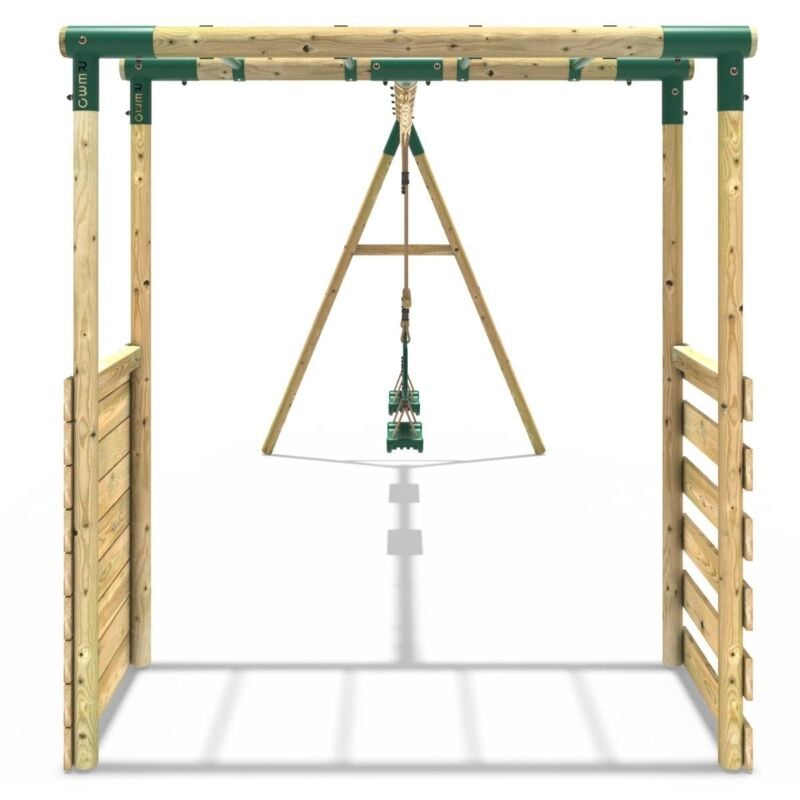 Xích đu gỗ cho bé 2 ghế kèm xà đu tay và vách leo TPG4-010