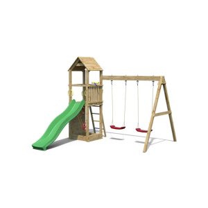 Bộ xích đu 2 ghế kèm nhà chòi cầu trượt gỗ cho bé TPG4-016