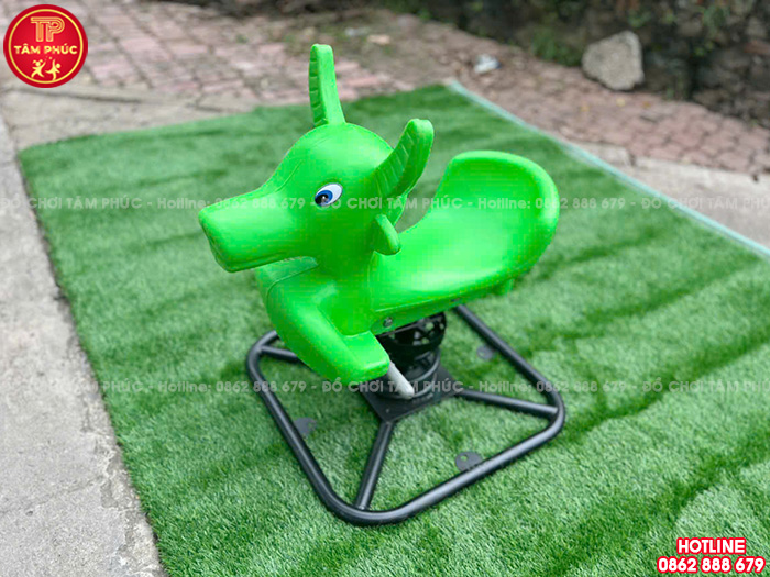 Thú nhún lò xo ngoài trời con Trâu nhựa nhập khẩu cho bé TP2-042