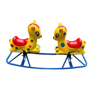 Bập bênh sắt đế cong đôi con Nai cho bé mầm non TP3-017