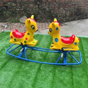 Bập bênh sắt đế cong đôi con Nai cho bé mầm non TP3-017