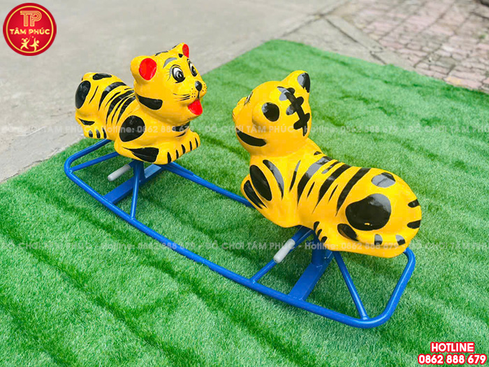 Bập bênh sắt đế cong 2 con Hổ cho bé mầm non TP3-018