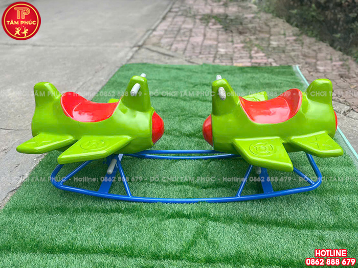 Bập bênh sắt đế cong 2 Máy Bay cho bé mầm non TP3-020