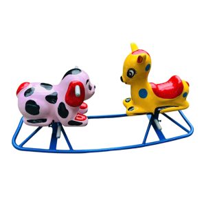Bập bênh sắt đế cong Mix 2 con giống cho bé mầm non TP3-021
