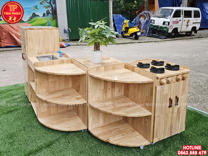 Giá kệ góc bếp chơi nấu ăn cho bé mầm non NT4-022