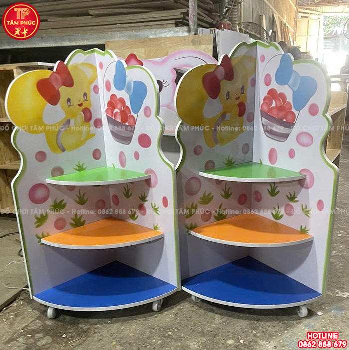 Kệ góc mầm non 3 tầng gỗ MDF giá rẻ đẹp NT3-075