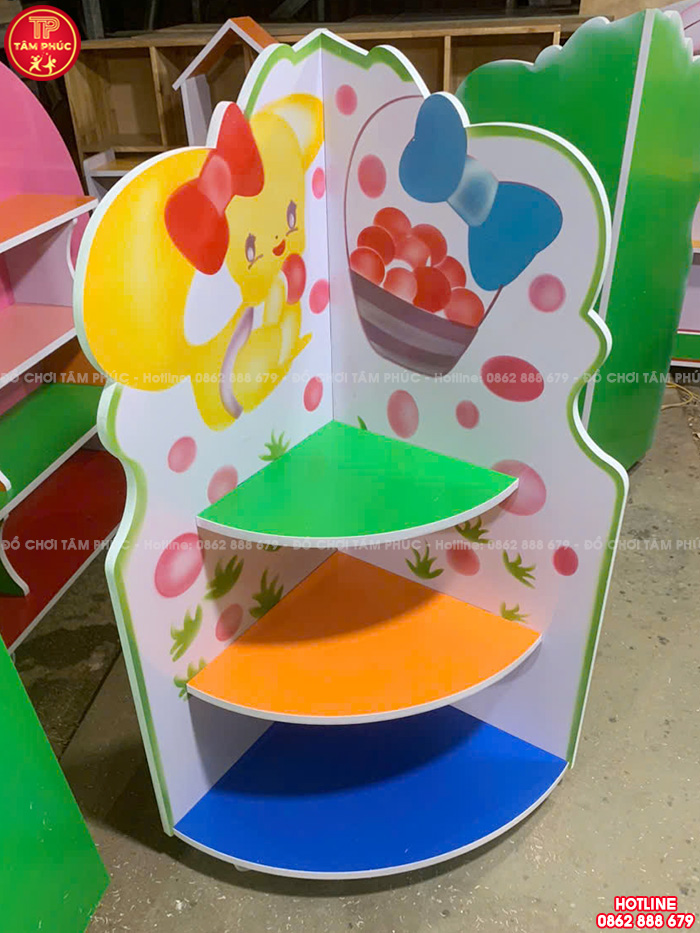 Kệ góc mầm non 3 tầng gỗ MDF giá rẻ đẹp NT3-075